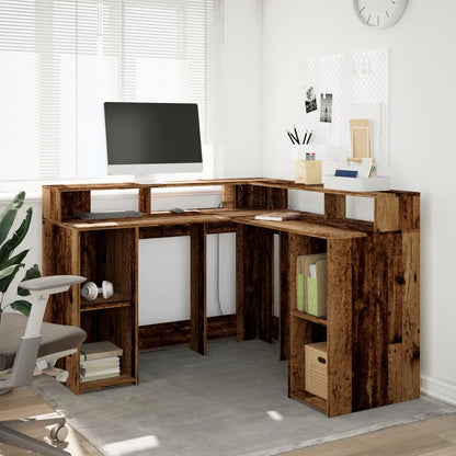 LED-Schreibtisch Weiß 130x130x91 cm Holzwerkstoff