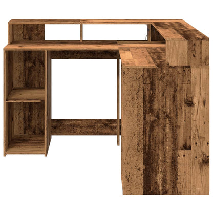 LED-Schreibtisch Weiß 130x130x91 cm Holzwerkstoff