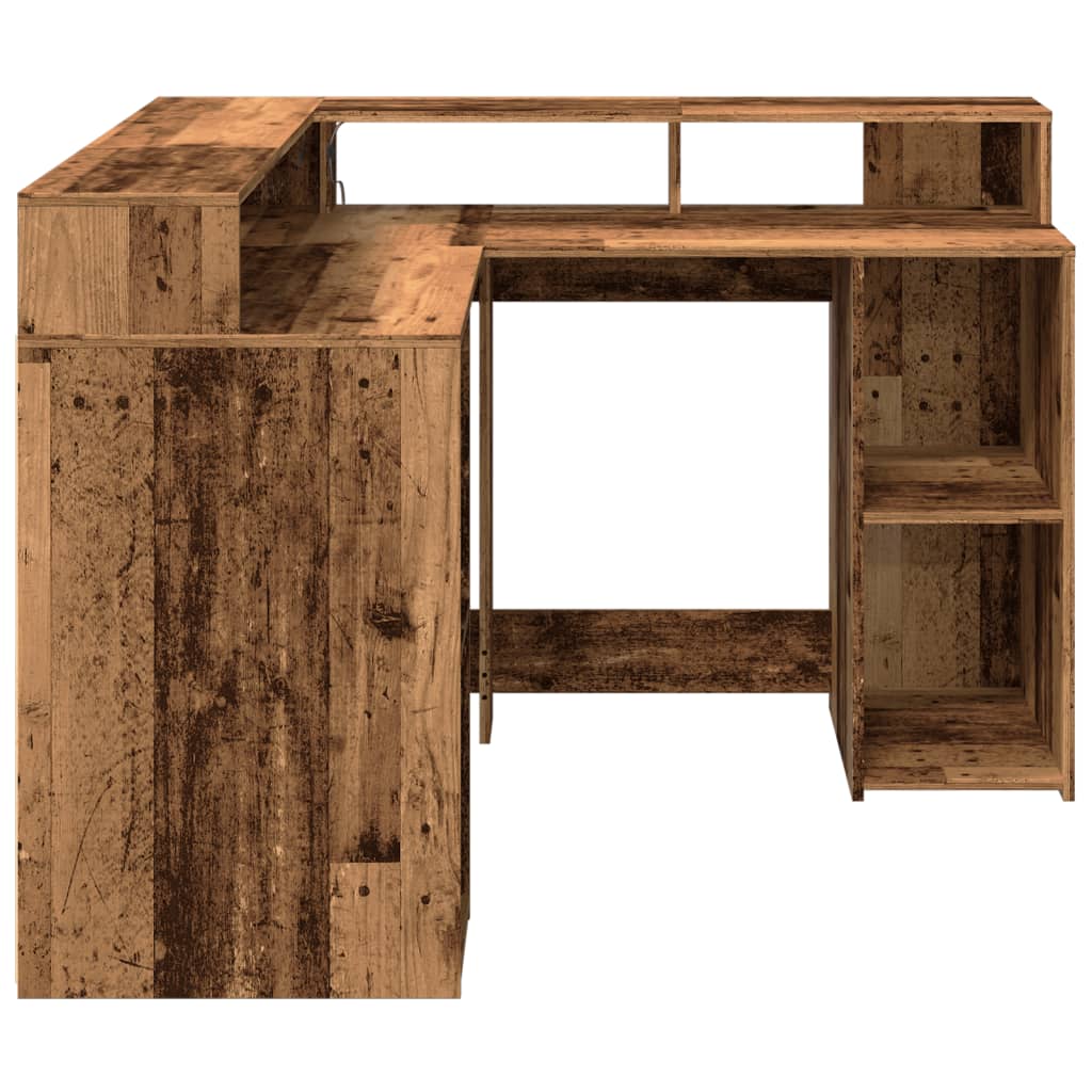 LED-Schreibtisch Weiß 130x130x91 cm Holzwerkstoff