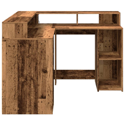LED-Schreibtisch Weiß 130x130x91 cm Holzwerkstoff