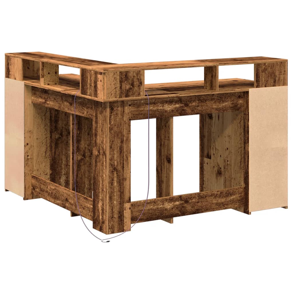 LED-Schreibtisch Weiß 130x130x91 cm Holzwerkstoff