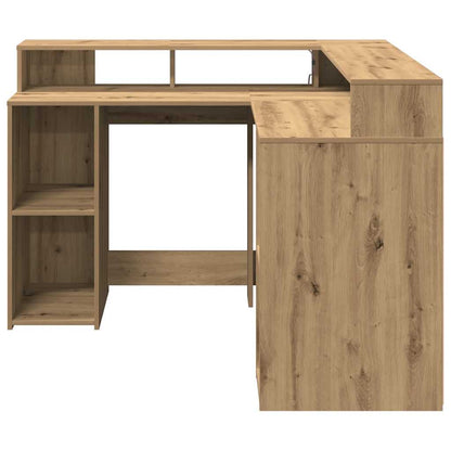 LED-Schreibtisch Weiß 130x130x91 cm Holzwerkstoff