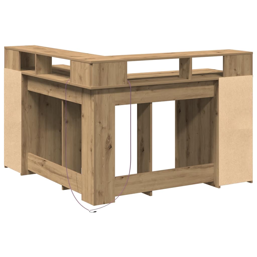 LED-Schreibtisch Weiß 130x130x91 cm Holzwerkstoff