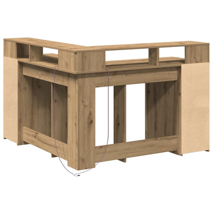 LED-Schreibtisch Weiß 130x130x91 cm Holzwerkstoff