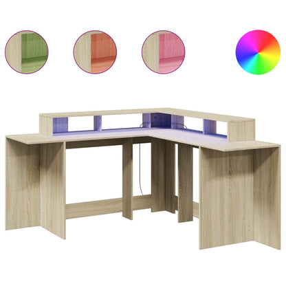 LED-Schreibtisch Artisan-Eiche 152x152x91 Holzwerkstoff