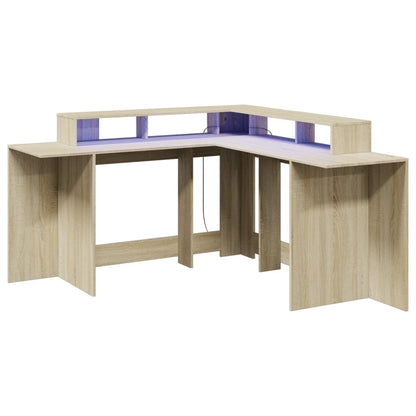 LED-Schreibtisch Artisan-Eiche 152x152x91 Holzwerkstoff
