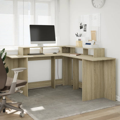 LED-Schreibtisch Artisan-Eiche 152x152x91 Holzwerkstoff