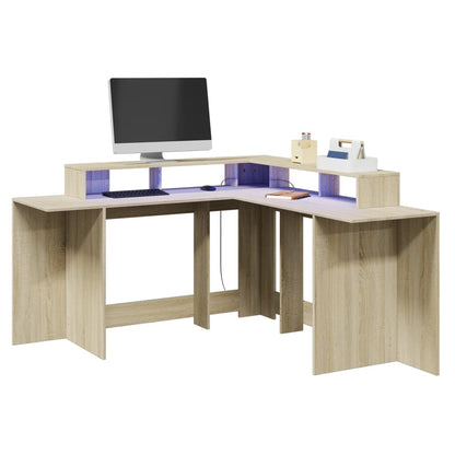LED-Schreibtisch Artisan-Eiche 152x152x91 Holzwerkstoff