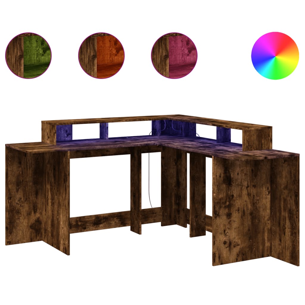 LED-Schreibtisch Artisan-Eiche 152x152x91 Holzwerkstoff