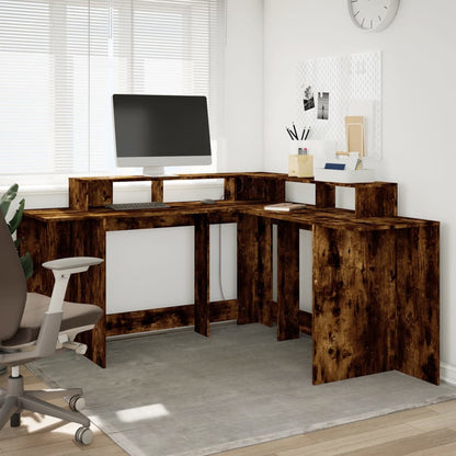 LED-Schreibtisch Artisan-Eiche 152x152x91 Holzwerkstoff