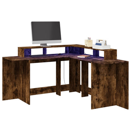 LED-Schreibtisch Artisan-Eiche 152x152x91 Holzwerkstoff