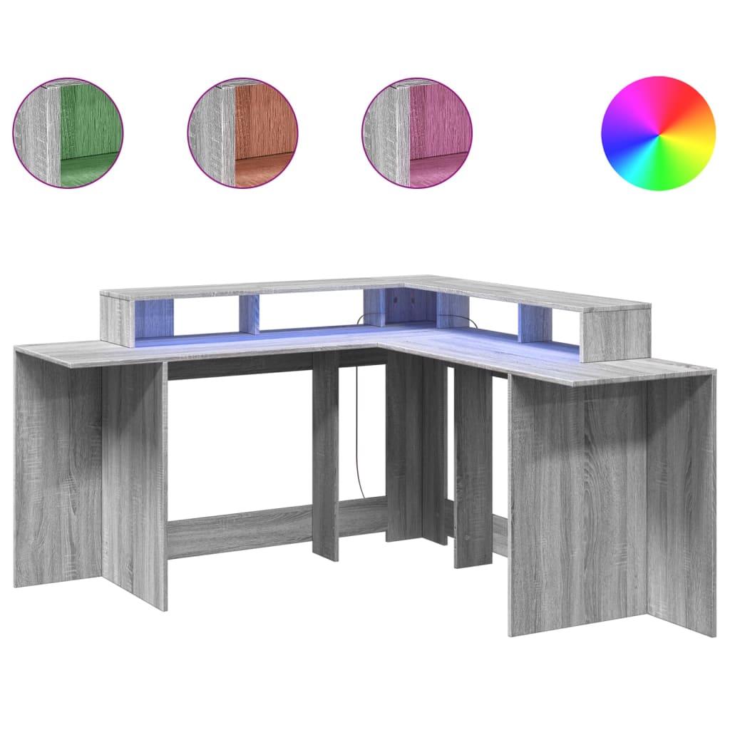 LED-Schreibtisch Artisan-Eiche 152x152x91 Holzwerkstoff