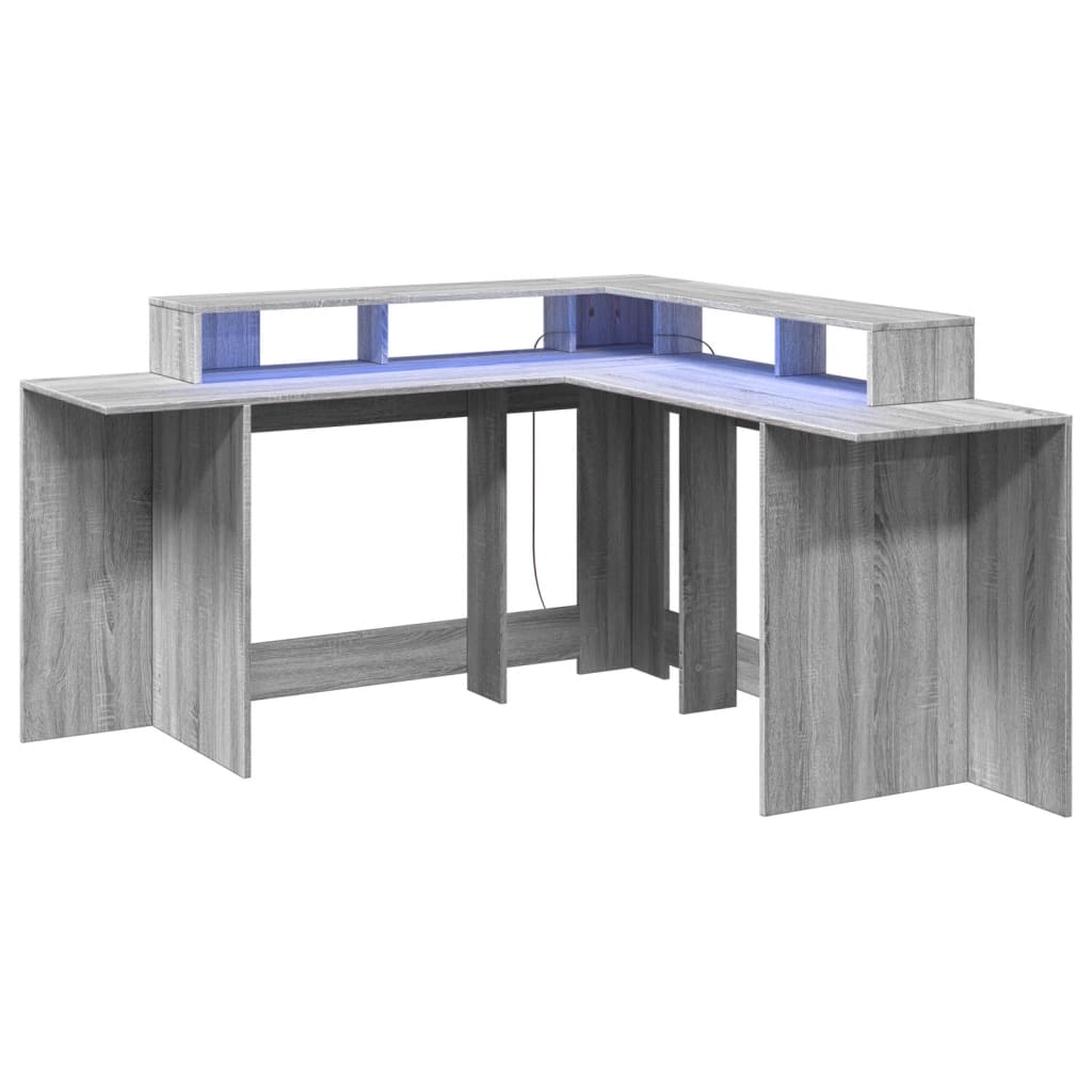 LED-Schreibtisch Artisan-Eiche 152x152x91 Holzwerkstoff