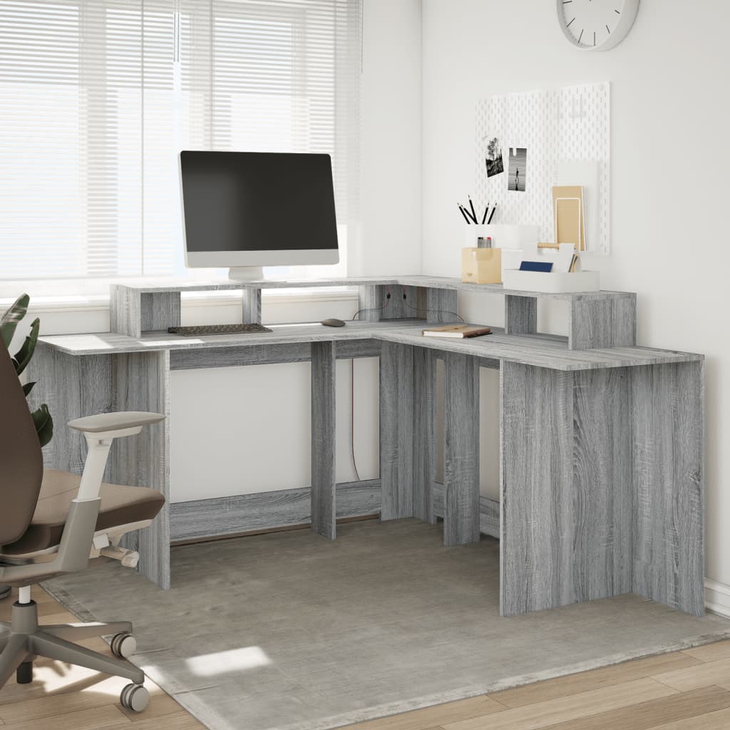 LED-Schreibtisch Artisan-Eiche 152x152x91 Holzwerkstoff