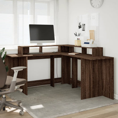 LED-Schreibtisch Artisan-Eiche 152x152x91 Holzwerkstoff