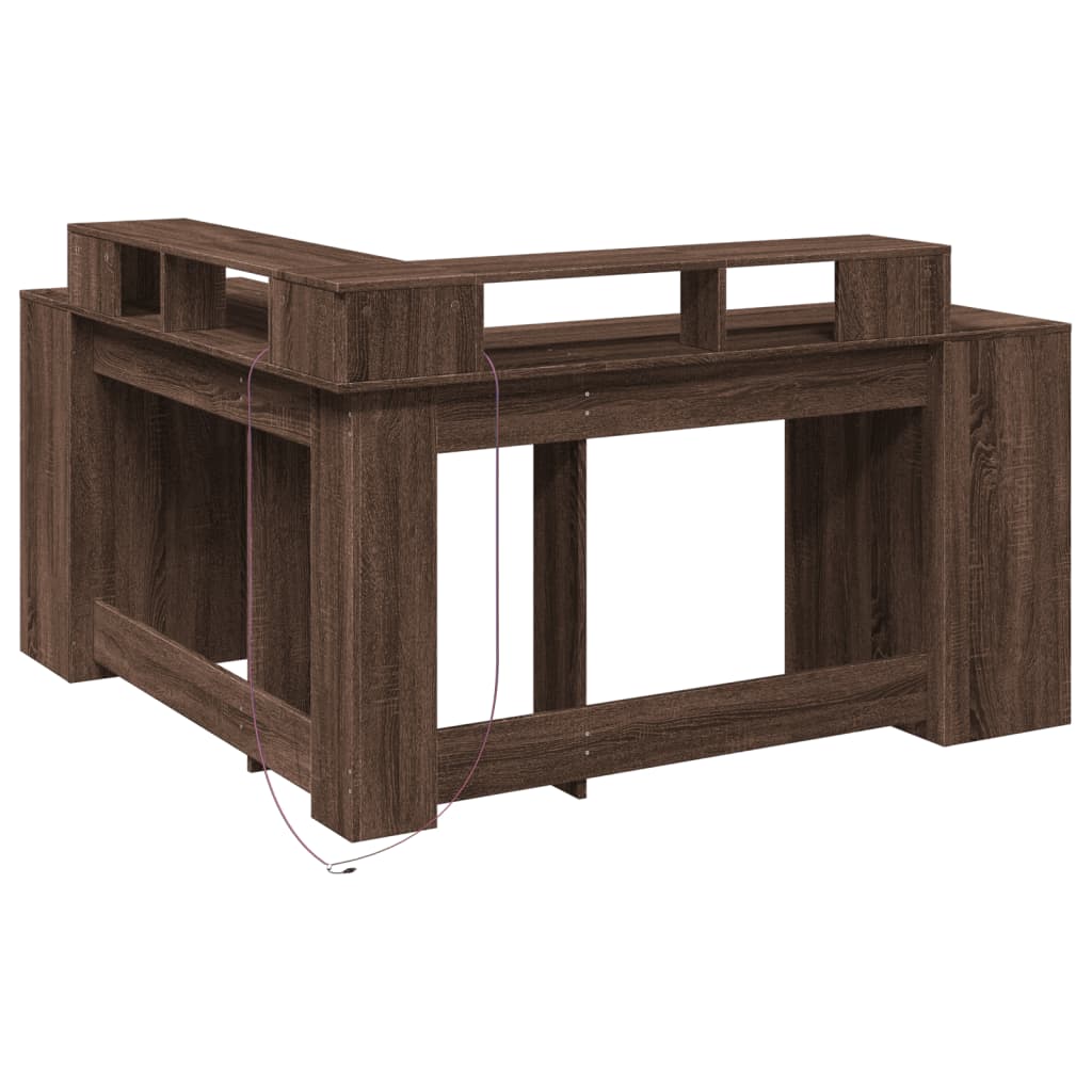 LED-Schreibtisch Artisan-Eiche 152x152x91 Holzwerkstoff