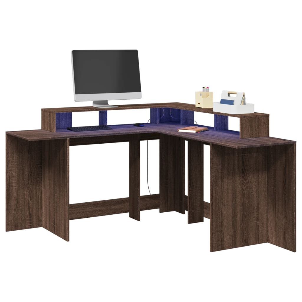 LED-Schreibtisch Artisan-Eiche 152x152x91 Holzwerkstoff