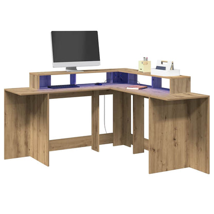 LED-Schreibtisch Artisan-Eiche 152x152x91 Holzwerkstoff