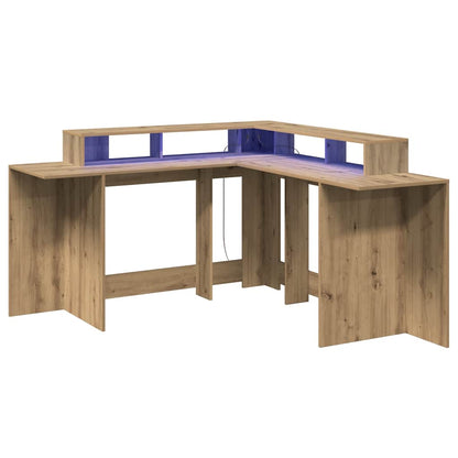 LED-Schreibtisch Artisan-Eiche 152x152x91 Holzwerkstoff