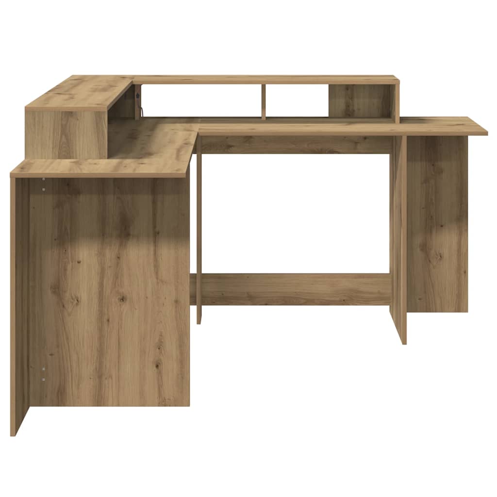 LED-Schreibtisch Artisan-Eiche 152x152x91 Holzwerkstoff