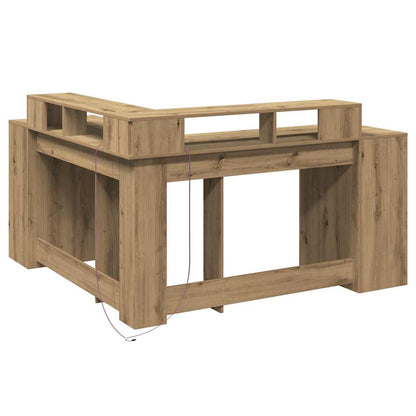 LED-Schreibtisch Artisan-Eiche 152x152x91 Holzwerkstoff