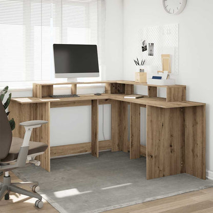 LED-Schreibtisch Artisan-Eiche 152x152x91 Holzwerkstoff