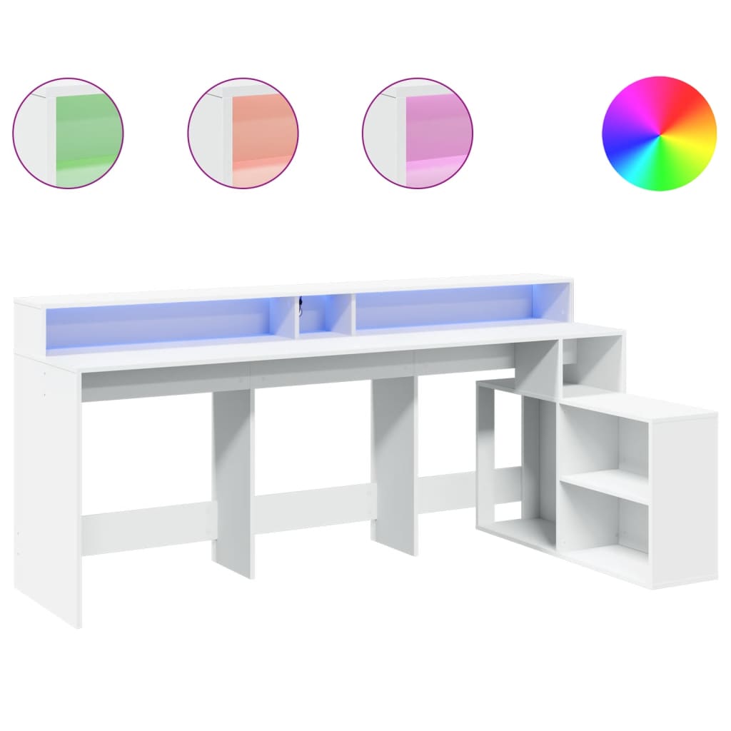 LED-Schreibtisch Grau Sonoma 200x104x91 cm Holzwerkstoff
