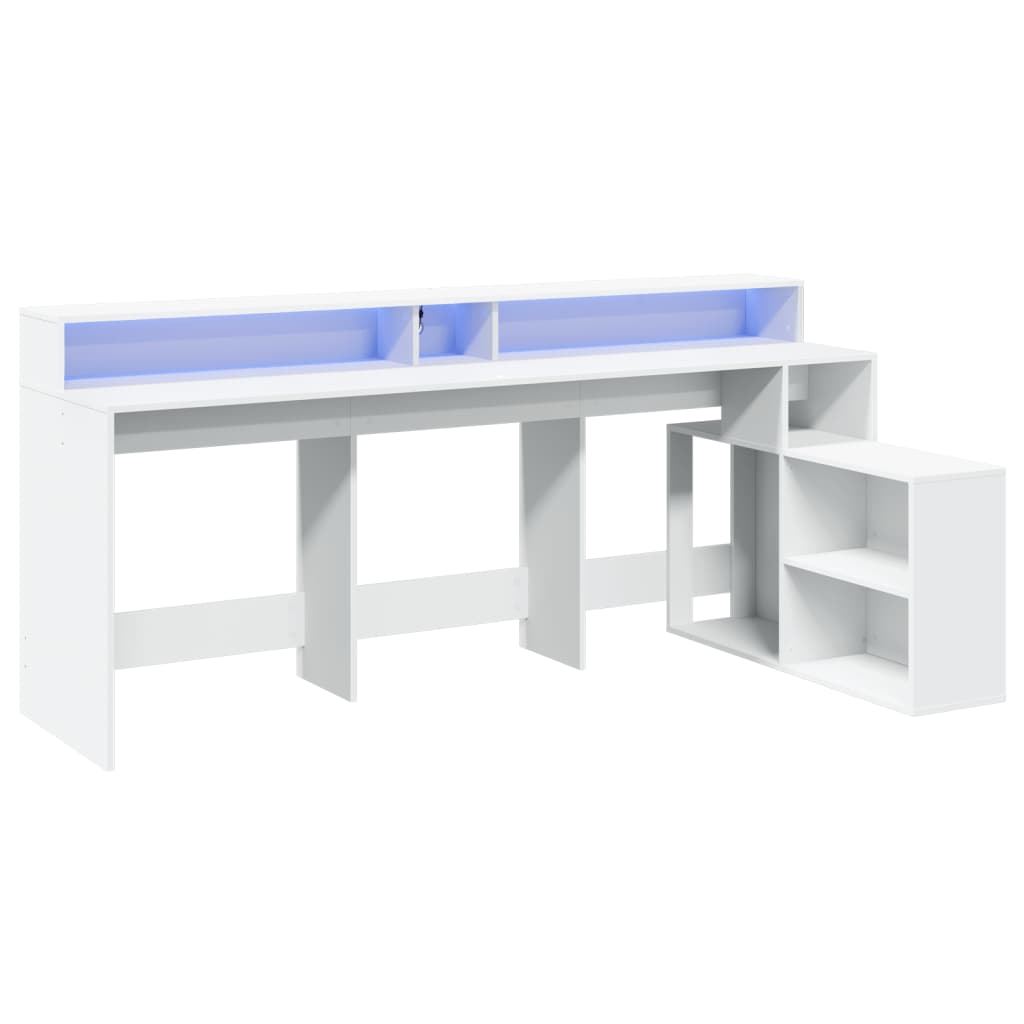 LED-Schreibtisch Grau Sonoma 200x104x91 cm Holzwerkstoff