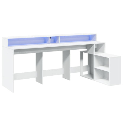 LED-Schreibtisch Grau Sonoma 200x104x91 cm Holzwerkstoff