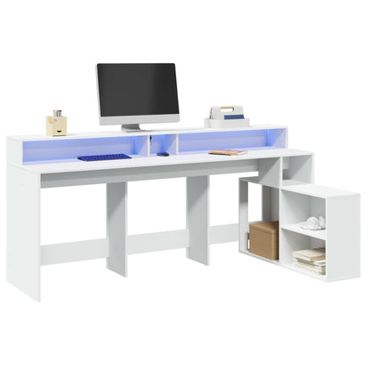LED-Schreibtisch Grau Sonoma 200x104x91 cm Holzwerkstoff