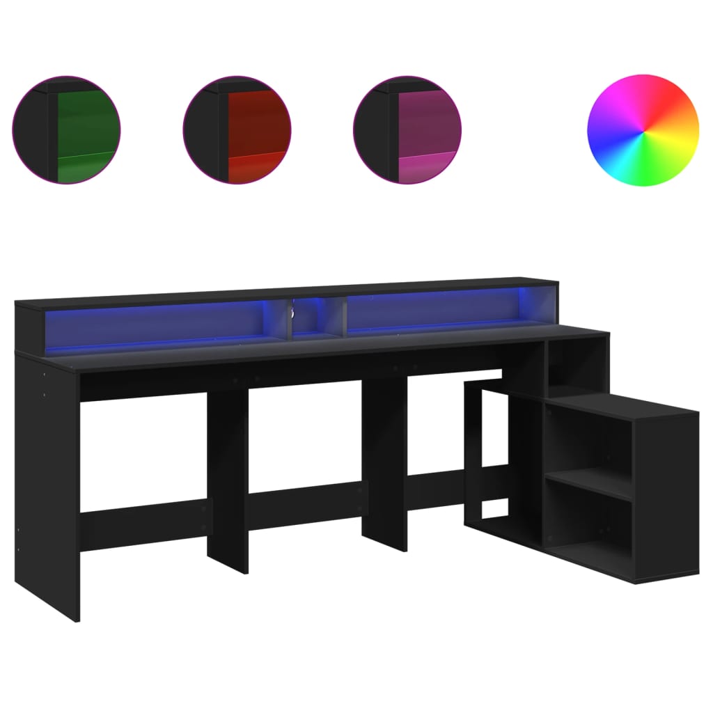LED-Schreibtisch Grau Sonoma 200x104x91 cm Holzwerkstoff