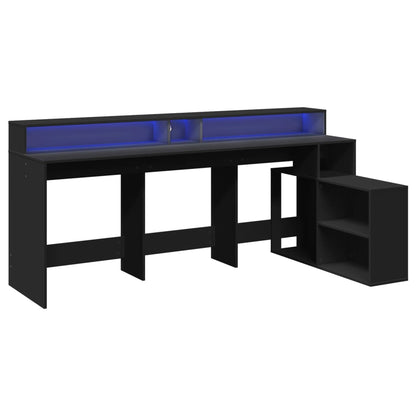 LED-Schreibtisch Grau Sonoma 200x104x91 cm Holzwerkstoff