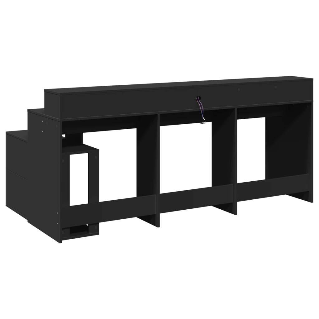 LED-Schreibtisch Grau Sonoma 200x104x91 cm Holzwerkstoff