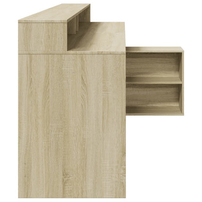 LED-Schreibtisch Grau Sonoma 200x104x91 cm Holzwerkstoff