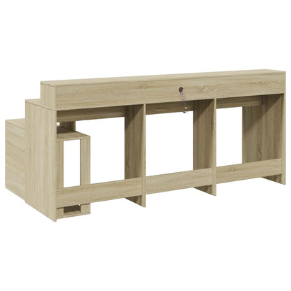LED-Schreibtisch Grau Sonoma 200x104x91 cm Holzwerkstoff