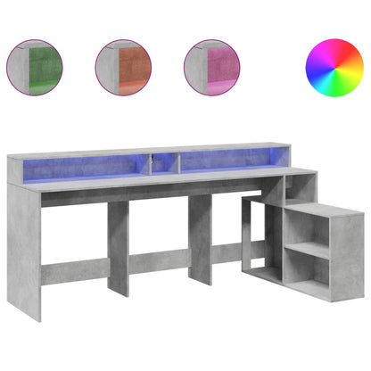 LED-Schreibtisch Grau Sonoma 200x104x91 cm Holzwerkstoff