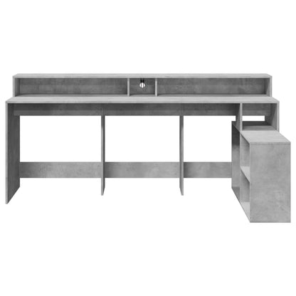 LED-Schreibtisch Grau Sonoma 200x104x91 cm Holzwerkstoff