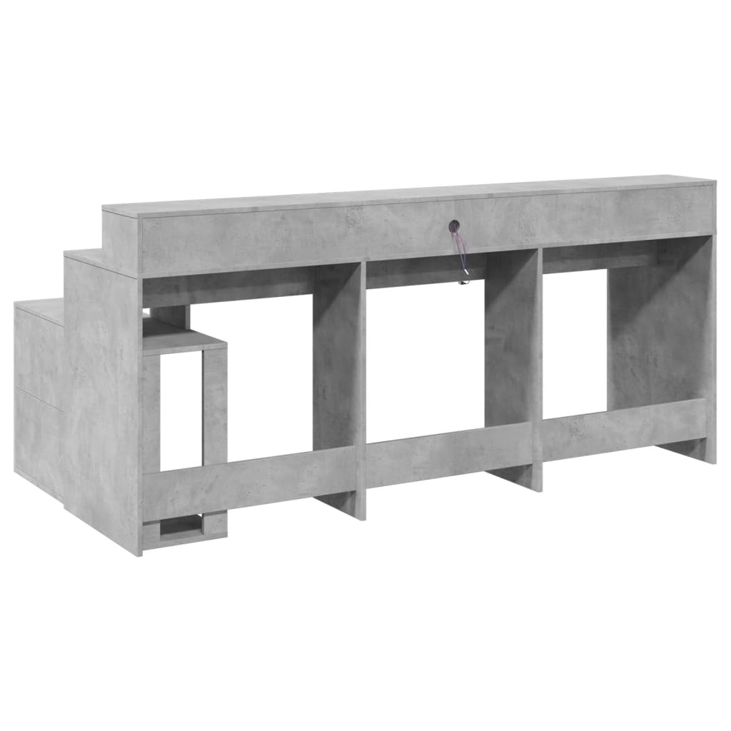 LED-Schreibtisch Grau Sonoma 200x104x91 cm Holzwerkstoff