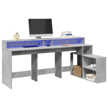 LED-Schreibtisch Grau Sonoma 200x104x91 cm Holzwerkstoff