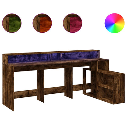 LED-Schreibtisch Grau Sonoma 200x104x91 cm Holzwerkstoff