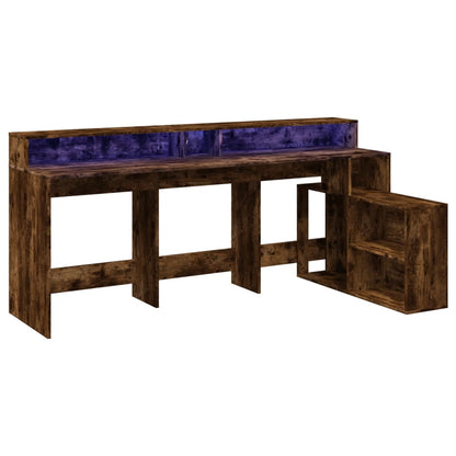 LED-Schreibtisch Grau Sonoma 200x104x91 cm Holzwerkstoff