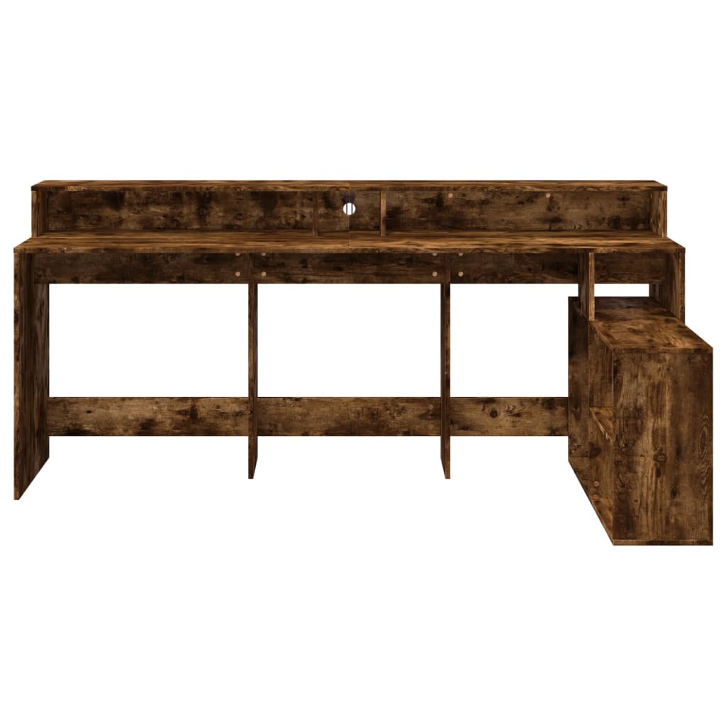 LED-Schreibtisch Grau Sonoma 200x104x91 cm Holzwerkstoff