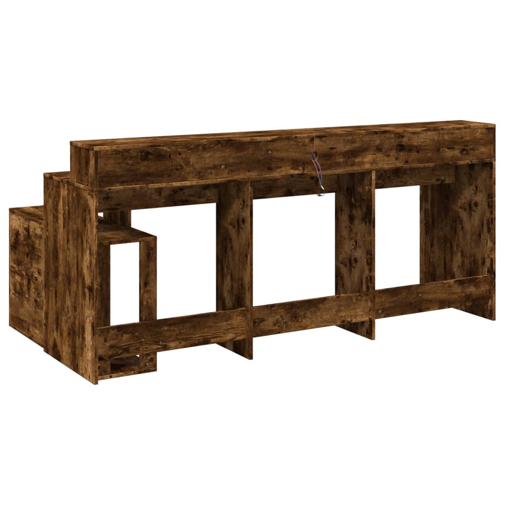 LED-Schreibtisch Grau Sonoma 200x104x91 cm Holzwerkstoff