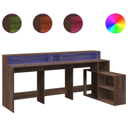 LED-Schreibtisch Grau Sonoma 200x104x91 cm Holzwerkstoff
