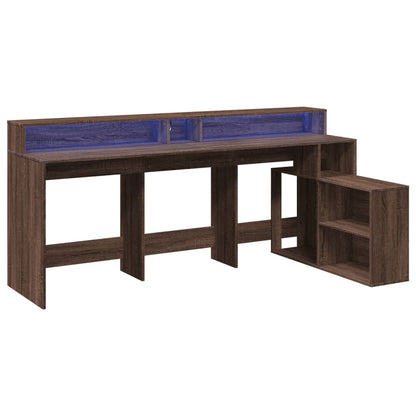 LED-Schreibtisch Grau Sonoma 200x104x91 cm Holzwerkstoff