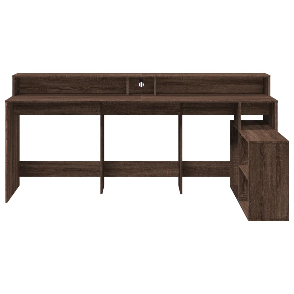 LED-Schreibtisch Grau Sonoma 200x104x91 cm Holzwerkstoff