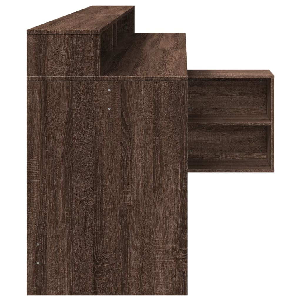 LED-Schreibtisch Grau Sonoma 200x104x91 cm Holzwerkstoff