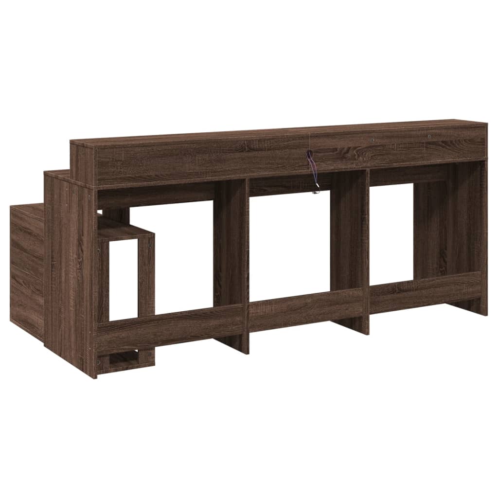 LED-Schreibtisch Grau Sonoma 200x104x91 cm Holzwerkstoff