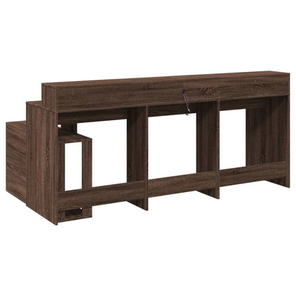 LED-Schreibtisch Grau Sonoma 200x104x91 cm Holzwerkstoff