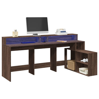 LED-Schreibtisch Grau Sonoma 200x104x91 cm Holzwerkstoff